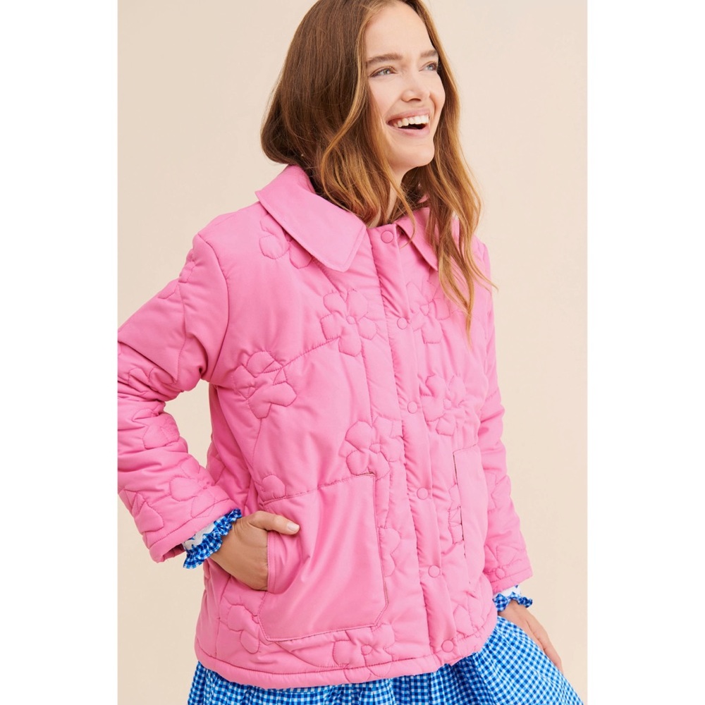NWT Tach Clothing Roma Floral Quilted Jacket in Pink